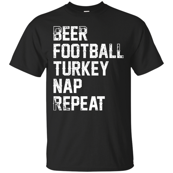 Beer Football Turkey Nap Repeat T-Shirt Apparel - The Beer Lodge