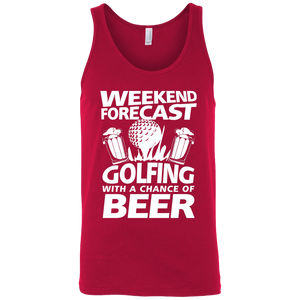 Weekend Forecast Golfing With A Chance Of Beer Tank Top Apparel - The Beer Lodge