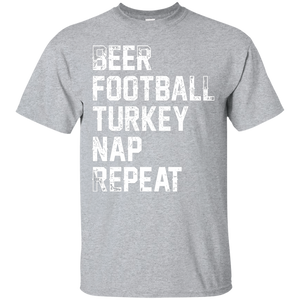 Beer Football Turkey Nap Repeat T-Shirt Apparel - The Beer Lodge