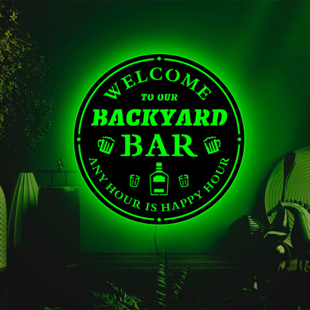 Personalized LED Color Changing Backyard Bar Sign