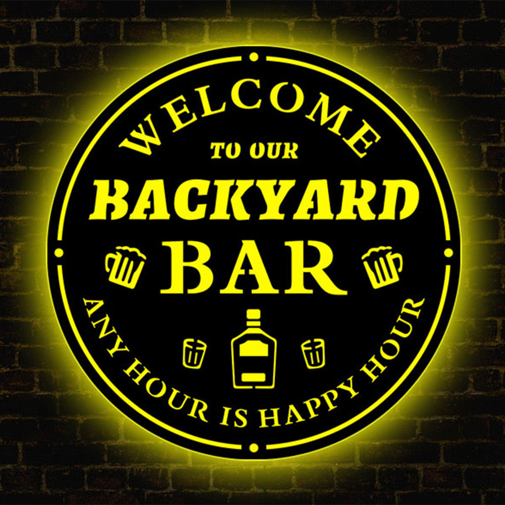 Personalized LED Color Changing Backyard Bar Sign