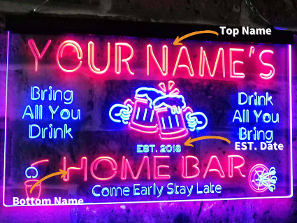 Personalized Beer Mug Two Colors Home Bar LED Sign (Three Sizes)
