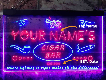 Personalized Cigar Bar Two Colors LED Sign (Three Sizes) – The Beer Lodge