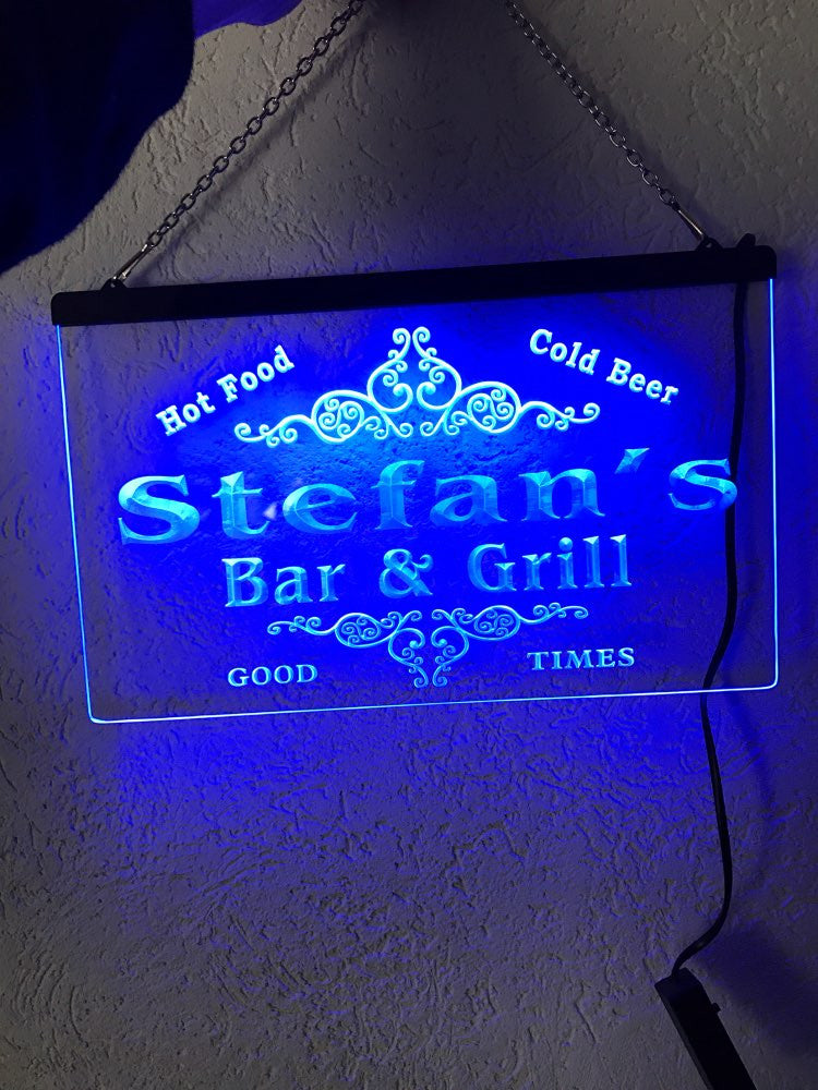 Personalized Name Bar & Grill Cold Beer LED Sign 7 Colors | The Beer L ...