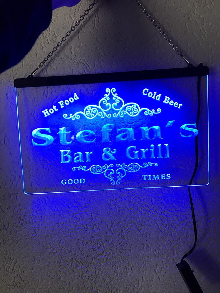 Personalized Name Bar & Grill Cold Beer LED Sign (Three Sizes) LED Signs - The Beer Lodge