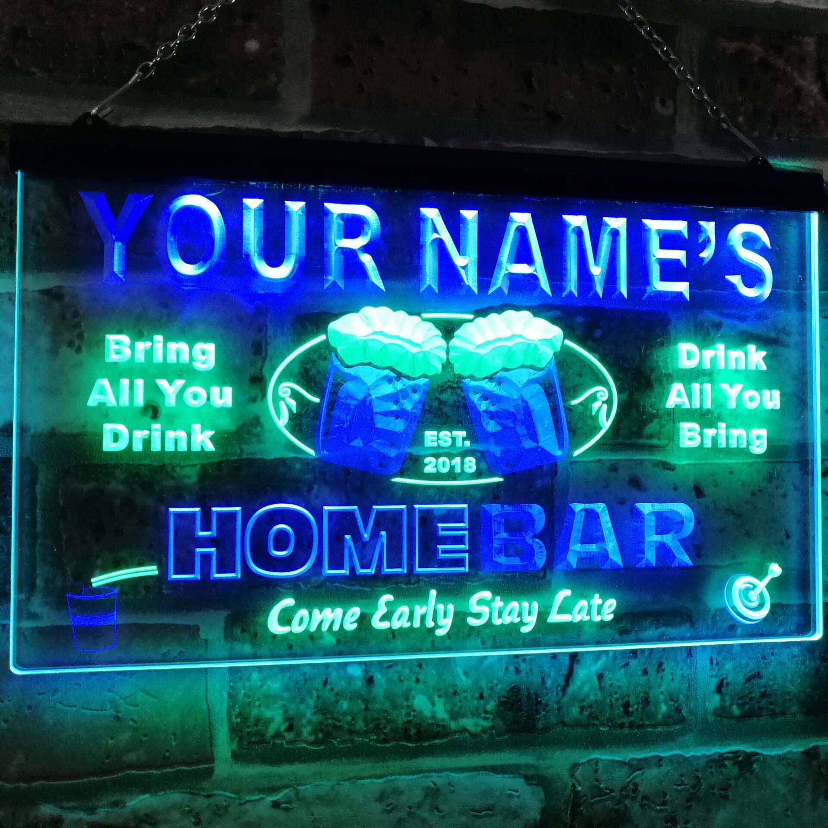 Personalized Beer Mug Two Colors Led Home Bar Sign Three Sizes The