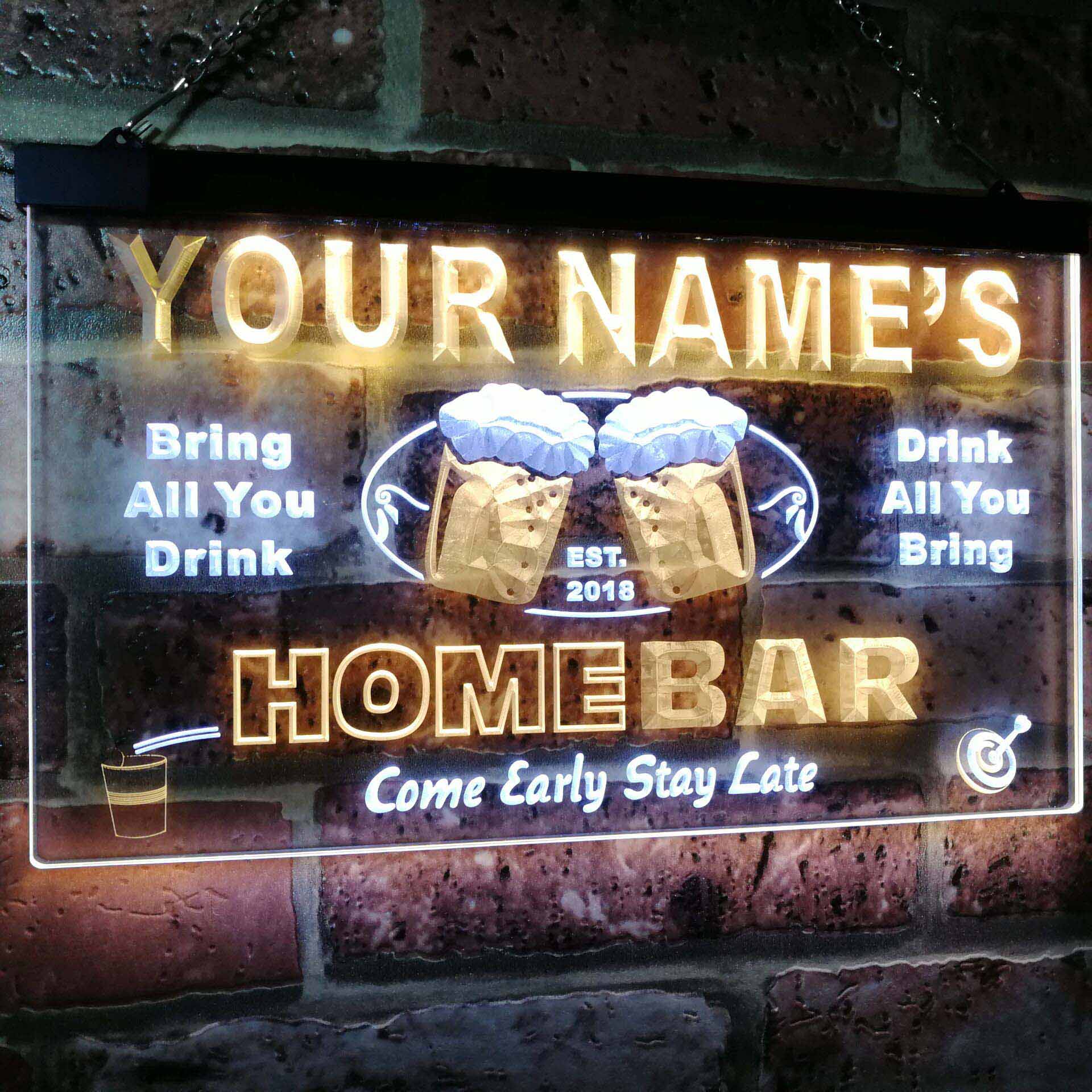 Personalized Beer Mug Two Colors Led Home Bar Sign (three Sizes) 