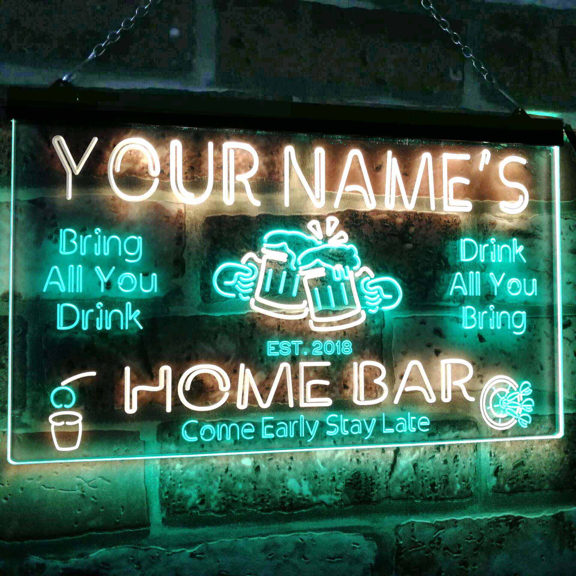 Personalized Beer Mug Two Colors Home Bar LED Sign (Three Sizes) – The ...