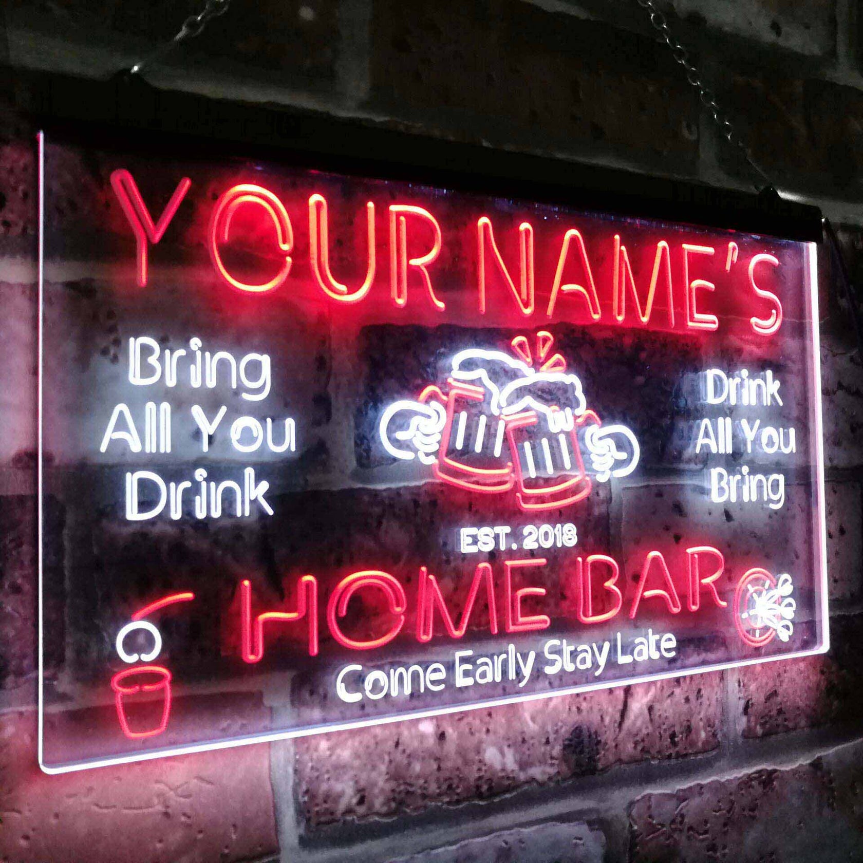 Personalized Beer Mug Two Colors Home Bar LED Sign (Three Sizes) – The ...