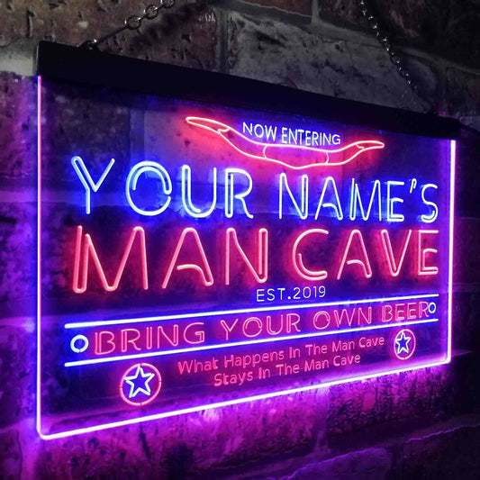 Personalized Man Cave Two Colors Home Bar LED Sign (Three Sizes) LED Signs - The Beer Lodge
