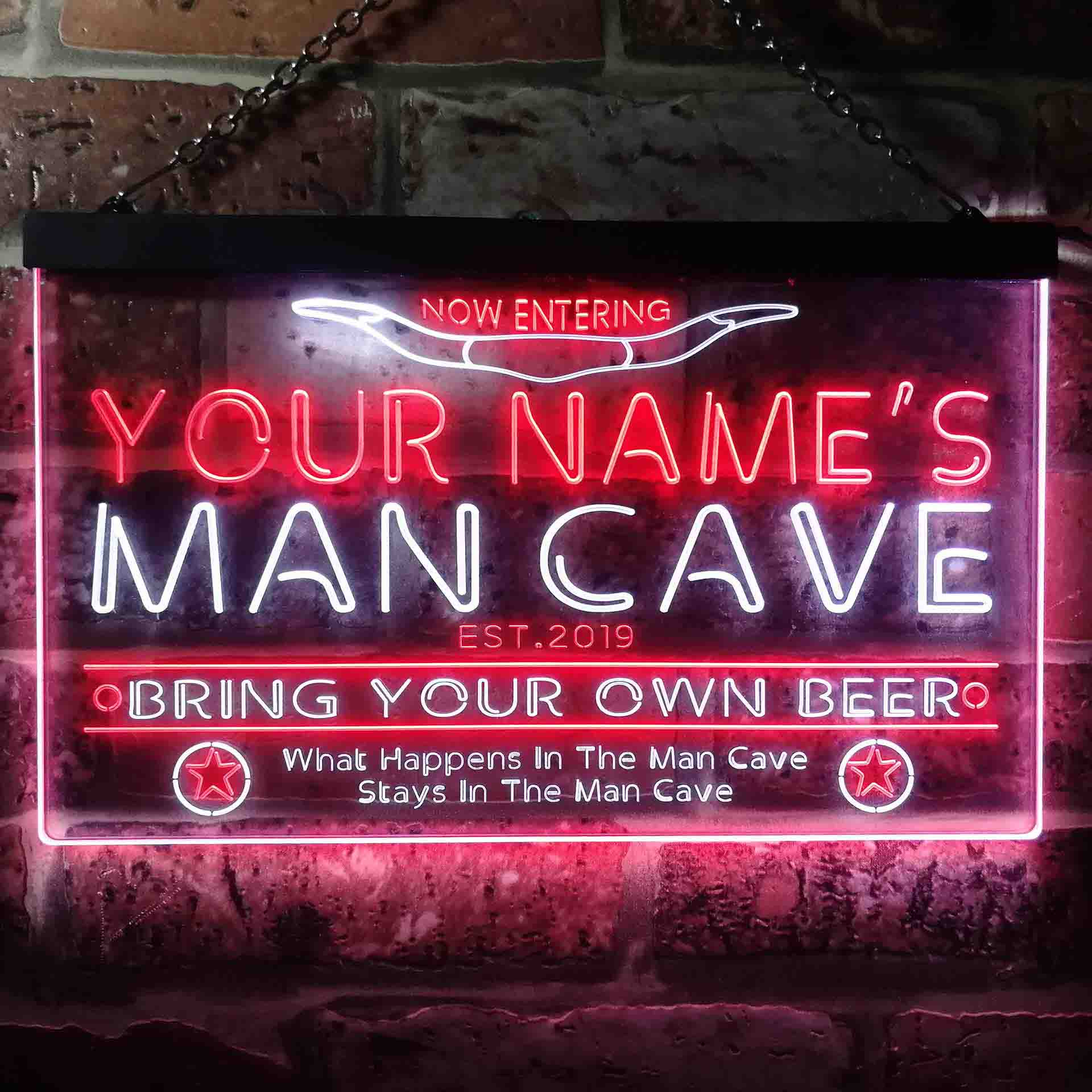 Personalized Man Cave Two Colors Home Bar LED Sign (Three Sizes) LED Signs - The Beer Lodge