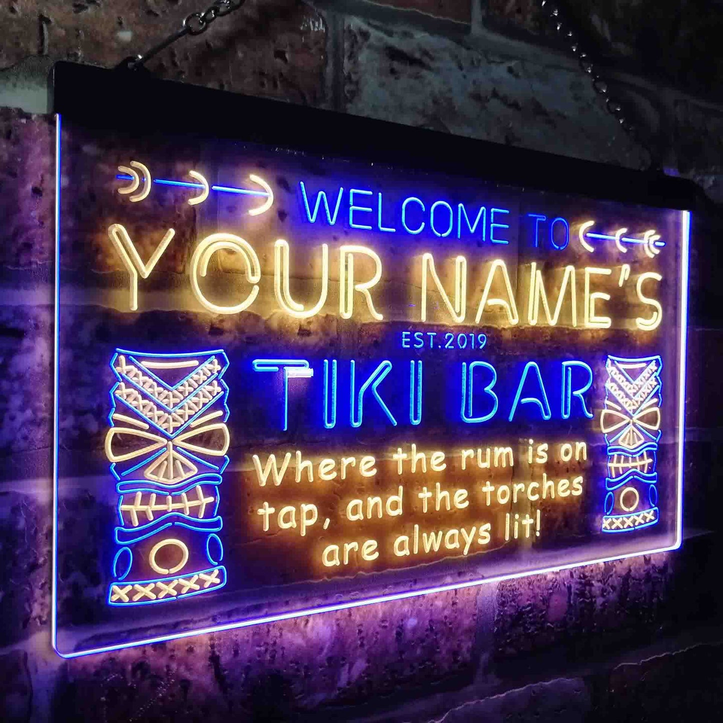Personalized Tiki Bar Two Colors Home Bar LED Sign (Three Sizes) LED Signs - The Beer Lodge