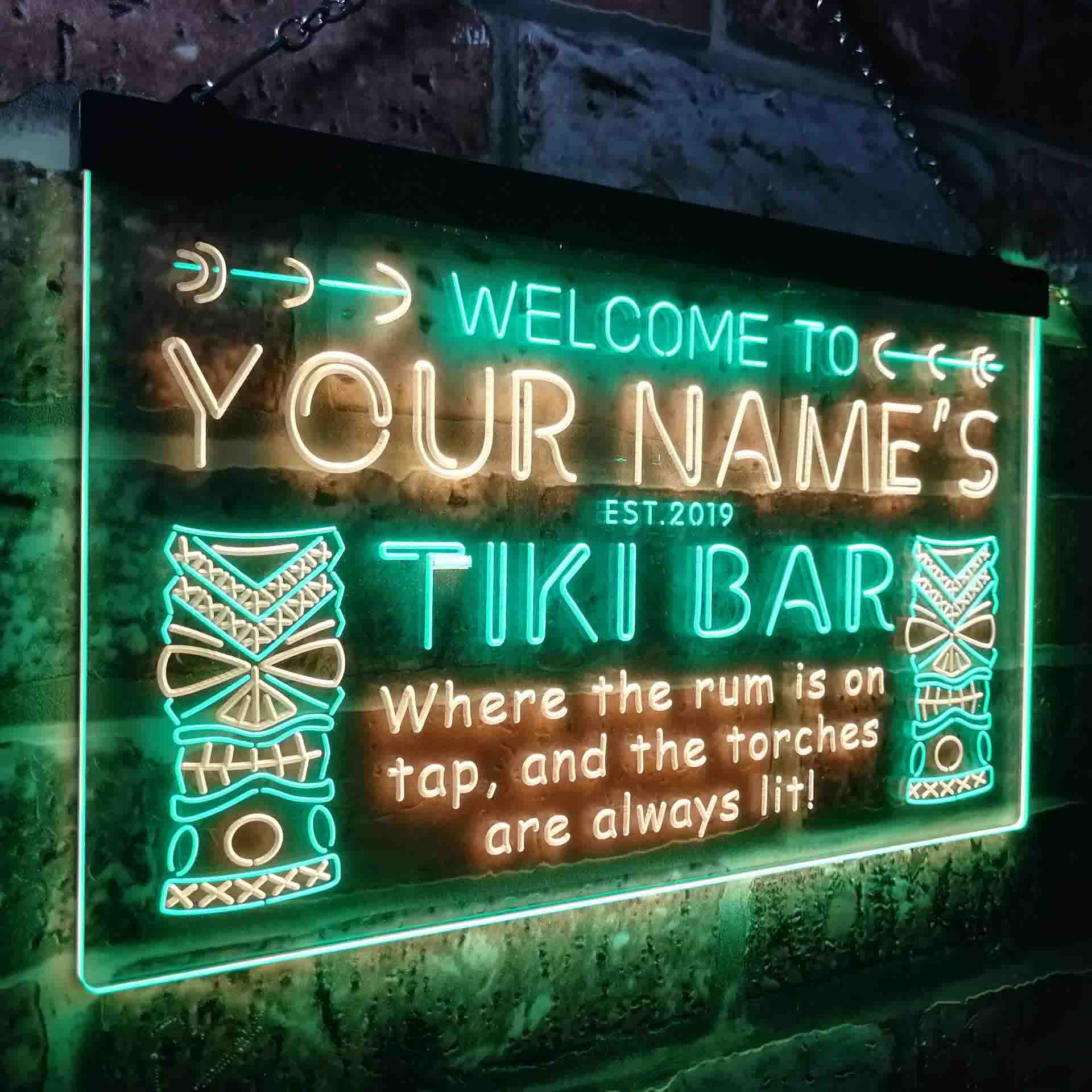 Personalized Tiki Bar Two Colors Home Bar LED Sign (Three Sizes) LED Signs - The Beer Lodge