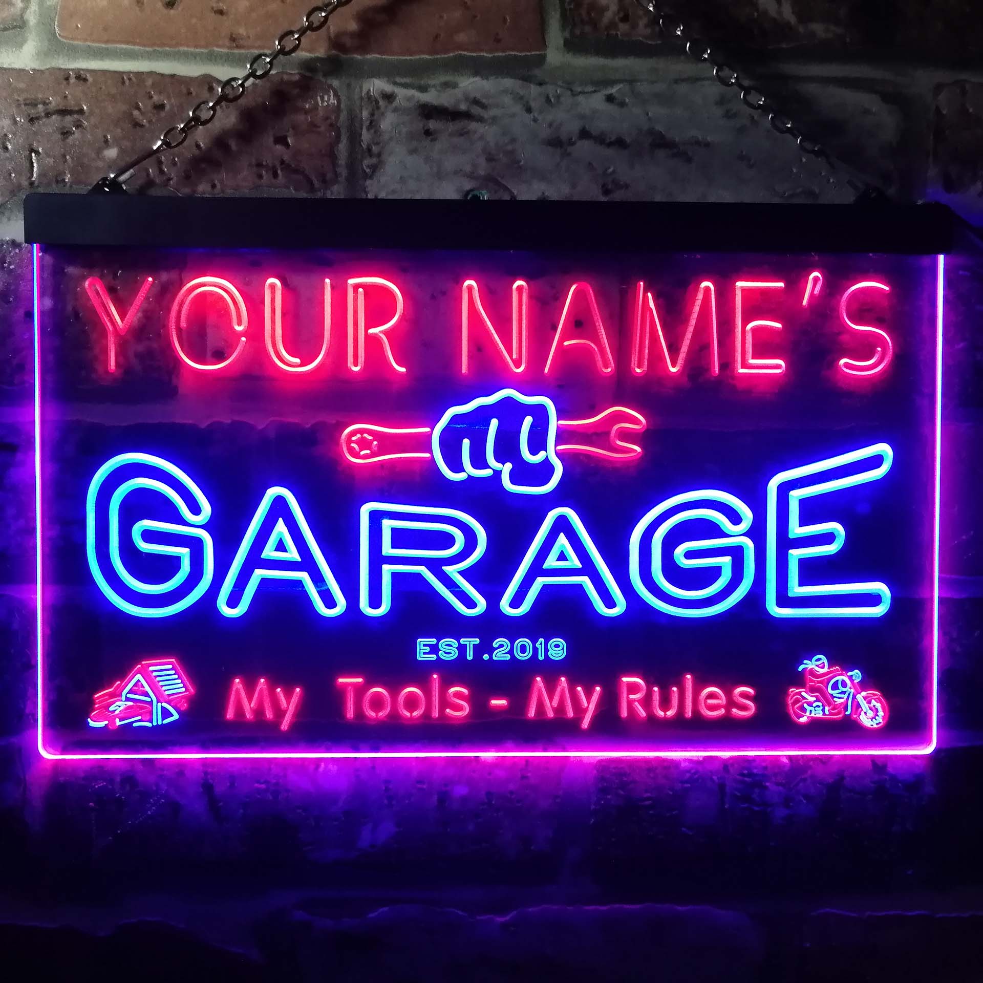 Personalized Garage Two Colors Home Bar LED Sign (Three Sizes) LED Signs - The Beer Lodge