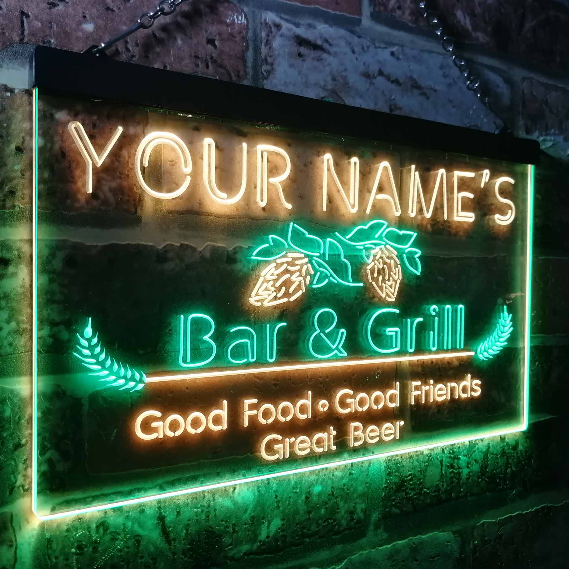 Personalized New Bar & Grill Two Colors Home Bar LED Sign (Three Sizes) LED Signs - The Beer Lodge