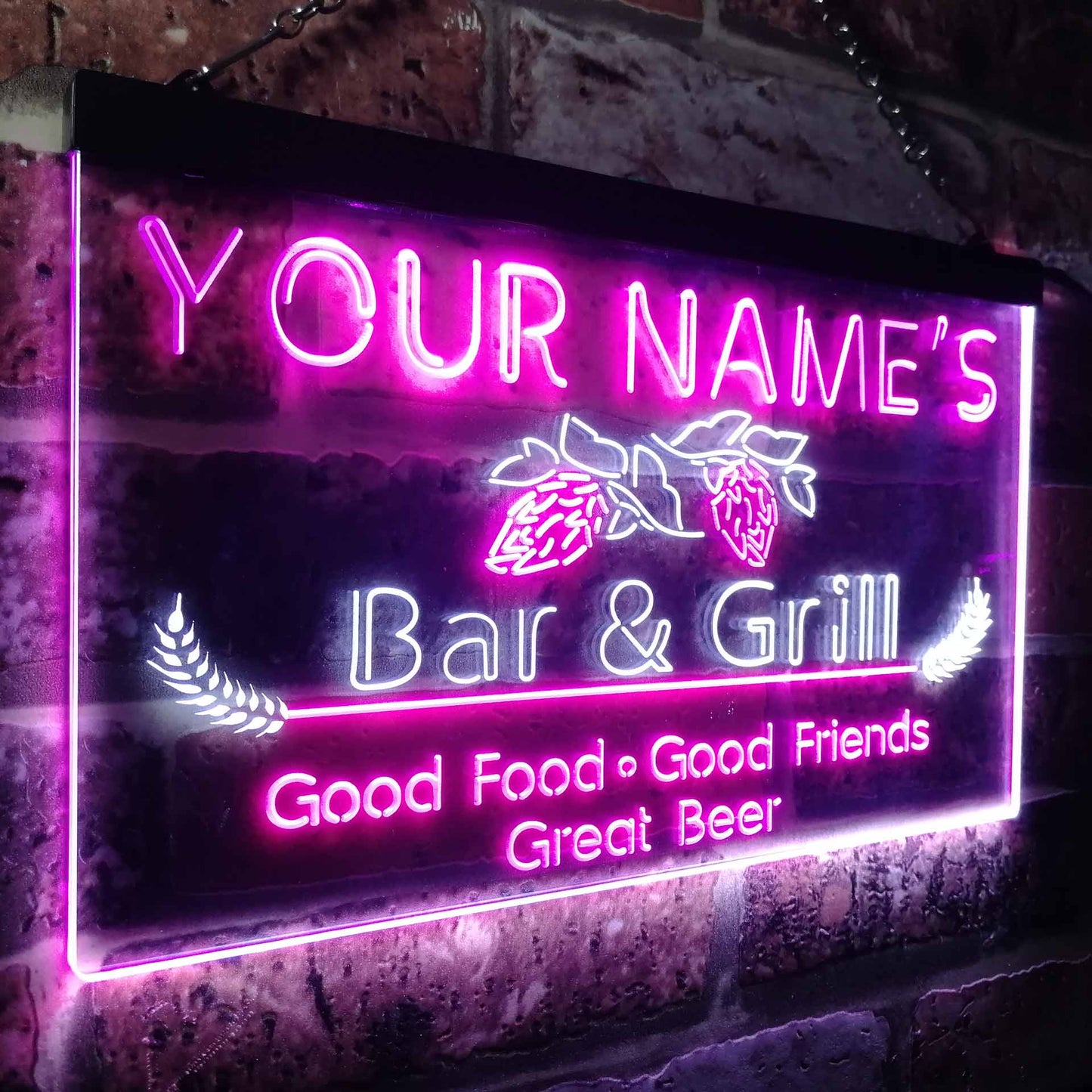 Personalized New Bar & Grill Two Colors Home Bar LED Sign (Three Sizes) LED Signs - The Beer Lodge