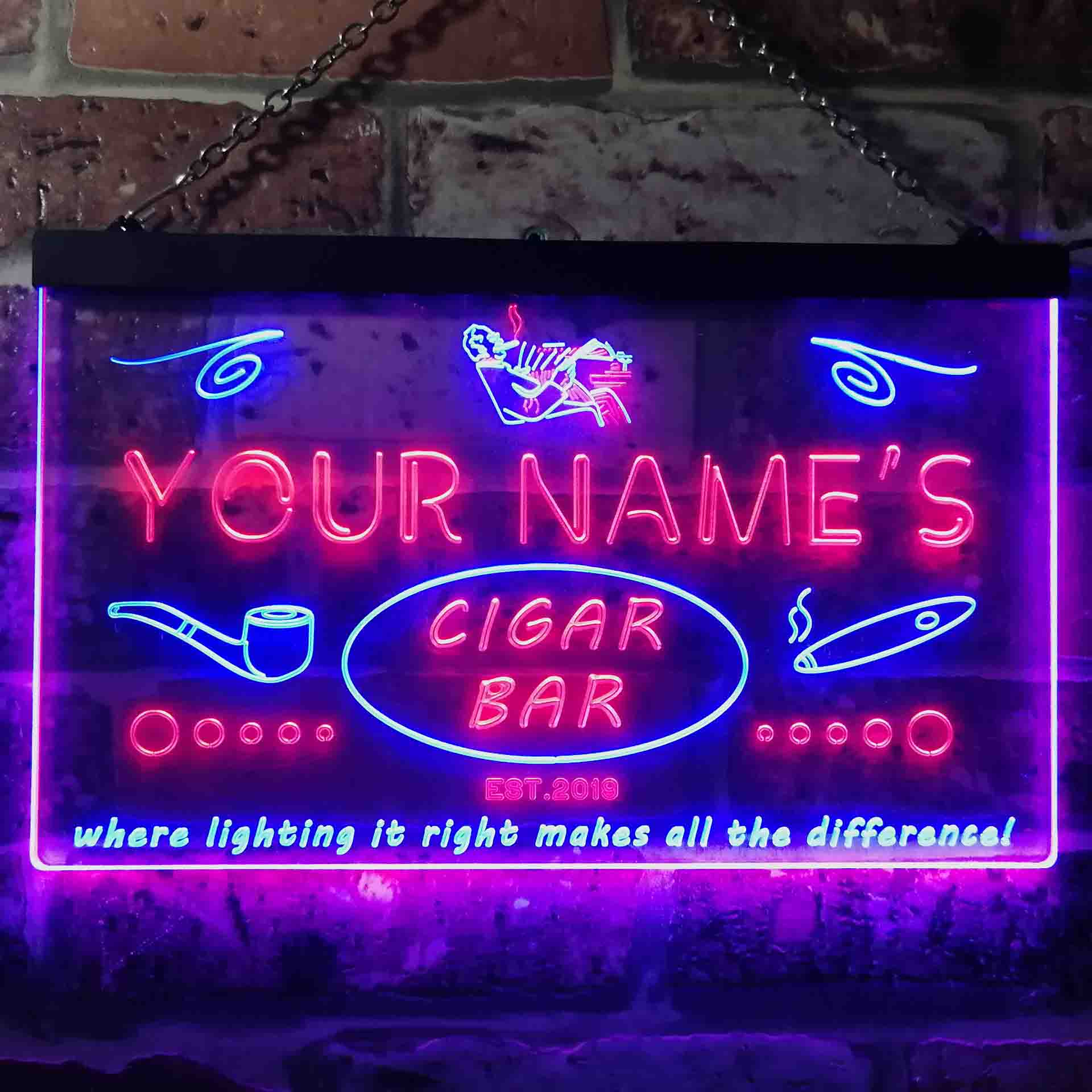 Personalized Cigar Bar Two Colors LED Sign (Three Sizes) – The Beer Lodge