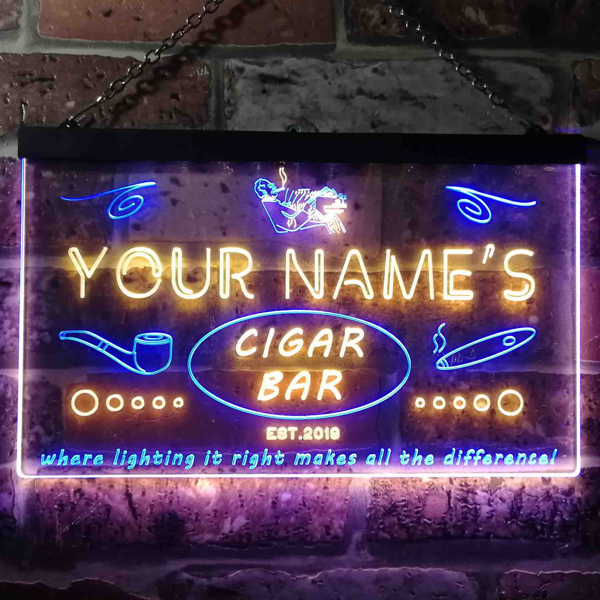 Personalized Cigar Bar Two Colors LED Sign (Three Sizes) LED Signs - The Beer Lodge