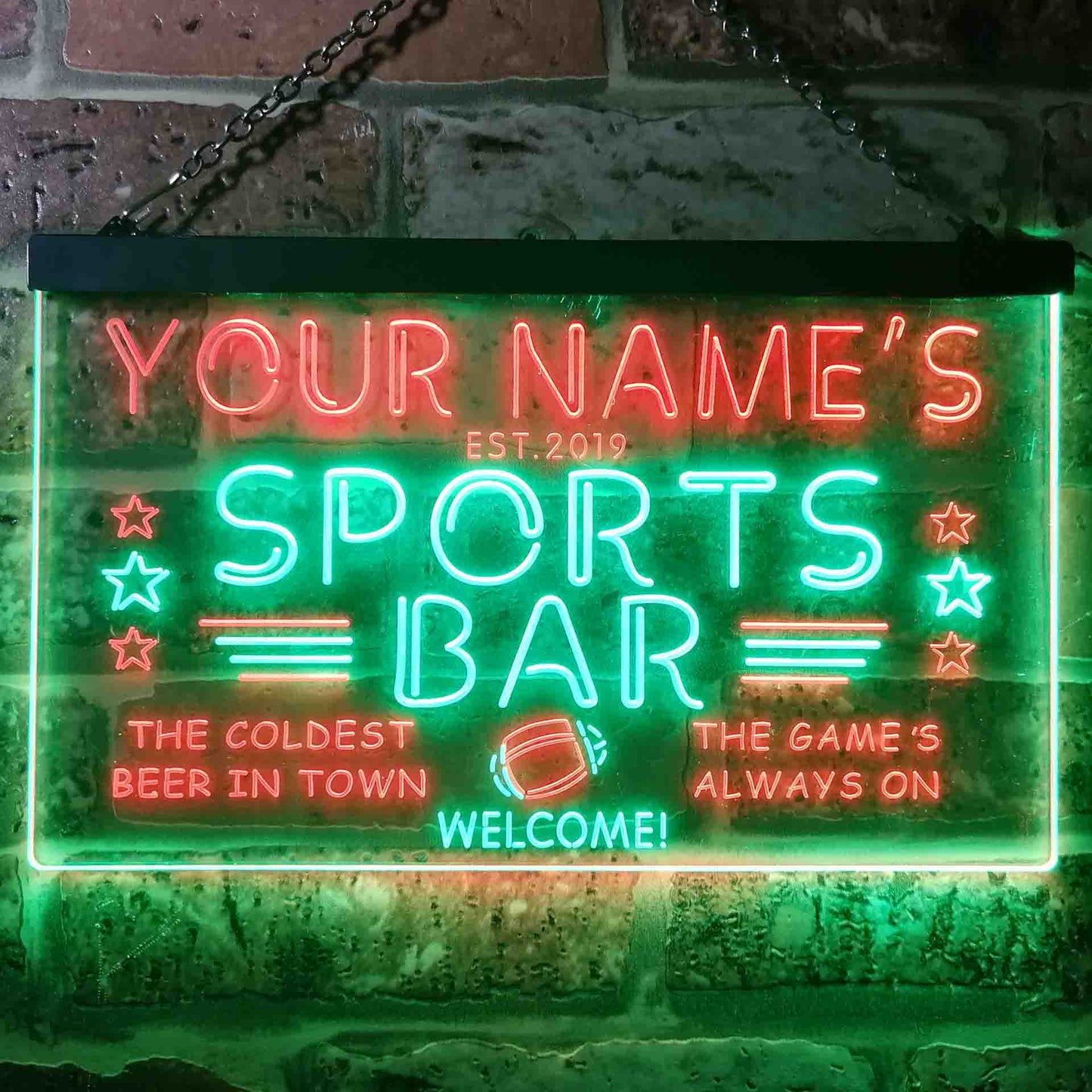 Personalized Sports Bar Two Colors LED Sign (Three Sizes)
