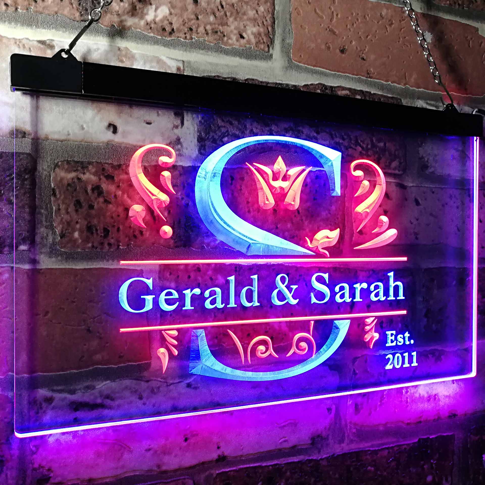 Personalized Couples Name Two Color LED Sign (Three Sizes) LED Signs - The Beer Lodge